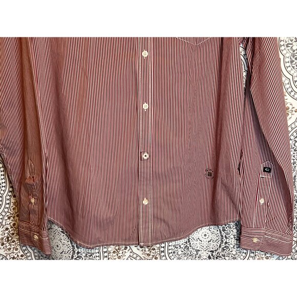 Buffalo David Bitton Mens Red & White Striped Slim Stretch Long Sleeve Shirt Siz - Picture 6 of 12